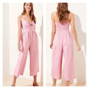 LOFT Pink Tie Front Jumpsuit